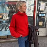 Breipakket SCARLET Sweater by PetiteKnit - met label en patroon NL - Double Sunday - bij de Breiboerderij                            