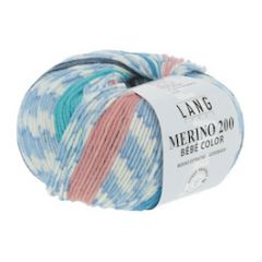 Lang Yarns Merino 200 Bébé Color (320) Lichtblauw gestreept bij de Breiboerderij