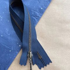 Rits / Zipper YKK 23 cm - Navy - met label PetiteKnit