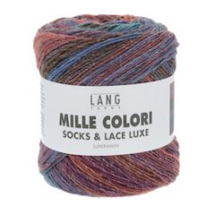 Lang Yarns Mille Colori Socks&Lace Luxe (201) Blauw / Violet / Bruin bij de Breiboerderij!                                  
