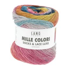 Lang Yarns Mille Colori Socks&Lace Luxe (212) Turkoois / Roze / Geel bij de Breiboerderij`                            