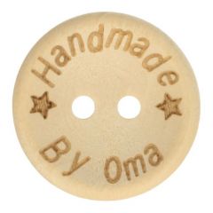 Houten knoop - Handmade by oma - 20 mm - per stuk                      
                            