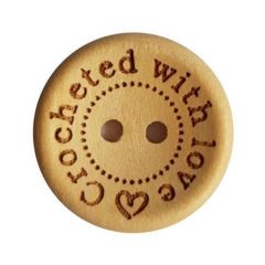 Houten Knoop 'Crocheted with love' 20 mm - 4 stuks