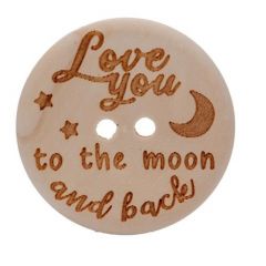 Houten Knoop 'Love you to the moon and back' - 30 mm - 2 stuks
