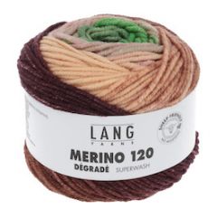 Lang Yarns Merino 120 Dégradé (10) Groen / Bordeaux / Zalm bij de Breiboerderij