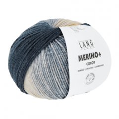 Lang Yarns Merino+ Color (201) Blauw / Oranje / Steen bij de Breiboerderij