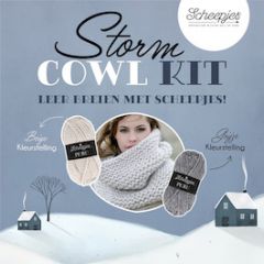 Leer Breien met de Storm Cowl Kit - Scheepjes Peru (grijs) bij de Breiboerderij                            