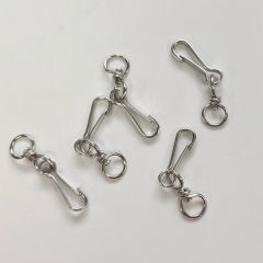 Musketonhaak met ring Nikkel 30mm / 10mm - per 5 stuks bij de Breiboerderij                            