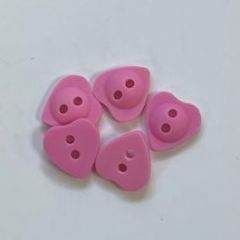 Kunsstof knoopje - Hartje - roze - 12 mm - per 5 stuks
