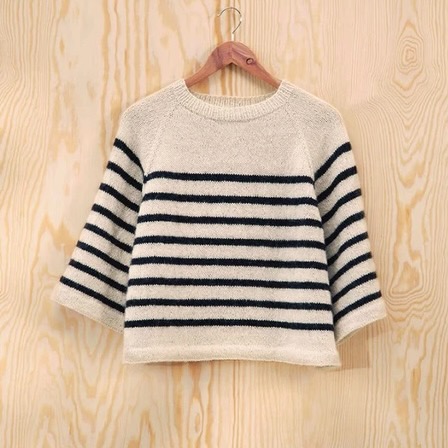 Breipakket Cherry Sweater met strepen - collectie 2202 Sandnes Garn - Sunday en Tynn Silk Mohair