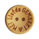 Houten Knoop met tekst Met Liefde gemaakt 20 mm - 4 stuks