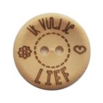 Houten Knoop met tekst Met Liefde gemaakt 20 mm - 4 stuks