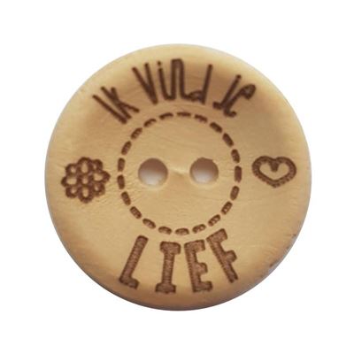 Houten Knoop met tekst Met Liefde gemaakt 20 mm - 4 stuks - Afbeelding 2