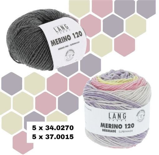 Breipakket Lang Yarns KnitALong #HoneyCombKAL - Happily Knitting - MERINO 120/Dégradé - Afbeelding 5