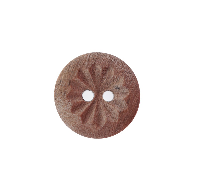 Houten knoop - bloem / ster - blank 15 mm - per stuk - Afbeelding 2