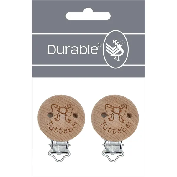Durable Speenclip blank hout met tekst - per 2 stuks - Afbeelding 2